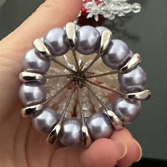 Handmade Christmas ornaments set of 7: 3 angels & 4 stars beaded pearled white - Picture 11 of 16